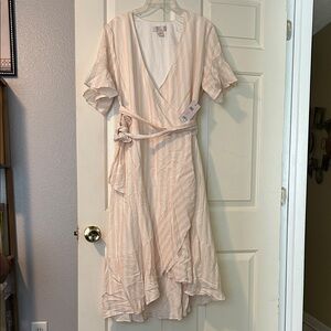 Rachel Parcell High Low Dress in Cream and Peach